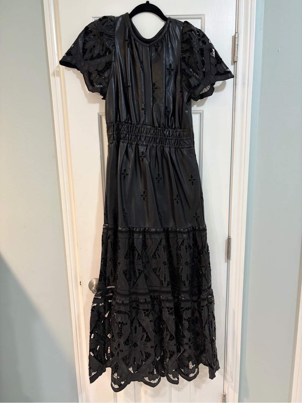 Black faux leather Anthropologie Somerset  Maxi Dress NWT small